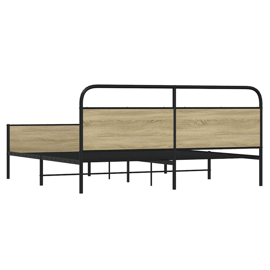 Bedframe zonder matras metaal sonoma eikenkleur 200x200 cm