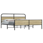 Bedframe 200x200 cm metaal sonoma eiken