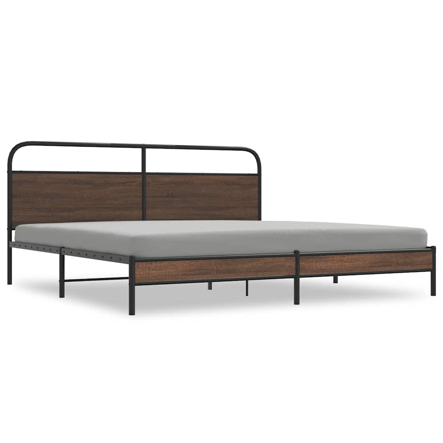 Bedframe zonder matras metaal bruin eikenkleur 183x213 cm
