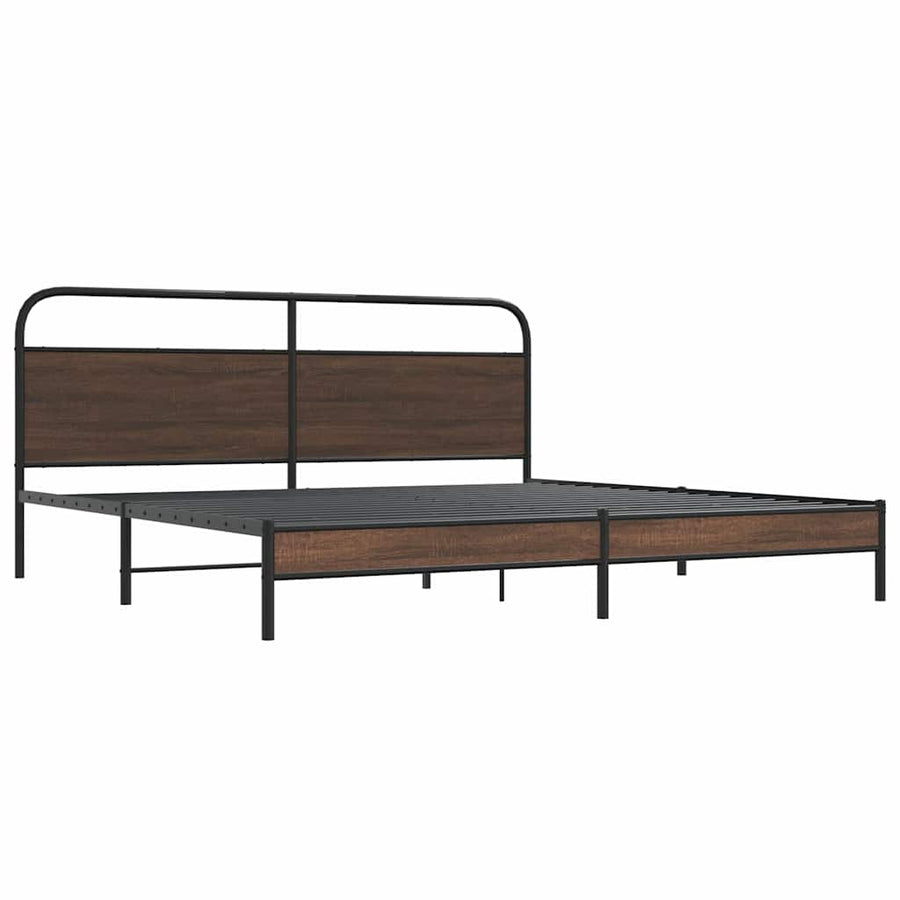 Bedframe zonder matras metaal bruin eikenkleur 183x213 cm