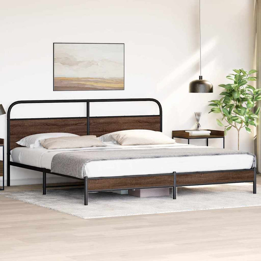 Bedframe zonder matras metaal bruin eikenkleur 183x213 cm