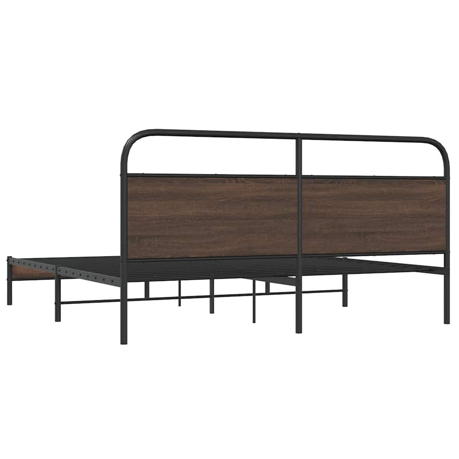 Bedframe zonder matras metaal bruin eikenkleur 183x213 cm