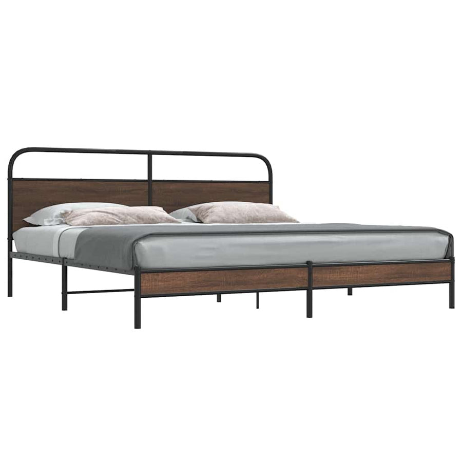 Bedframe zonder matras metaal bruin eikenkleur 183x213 cm