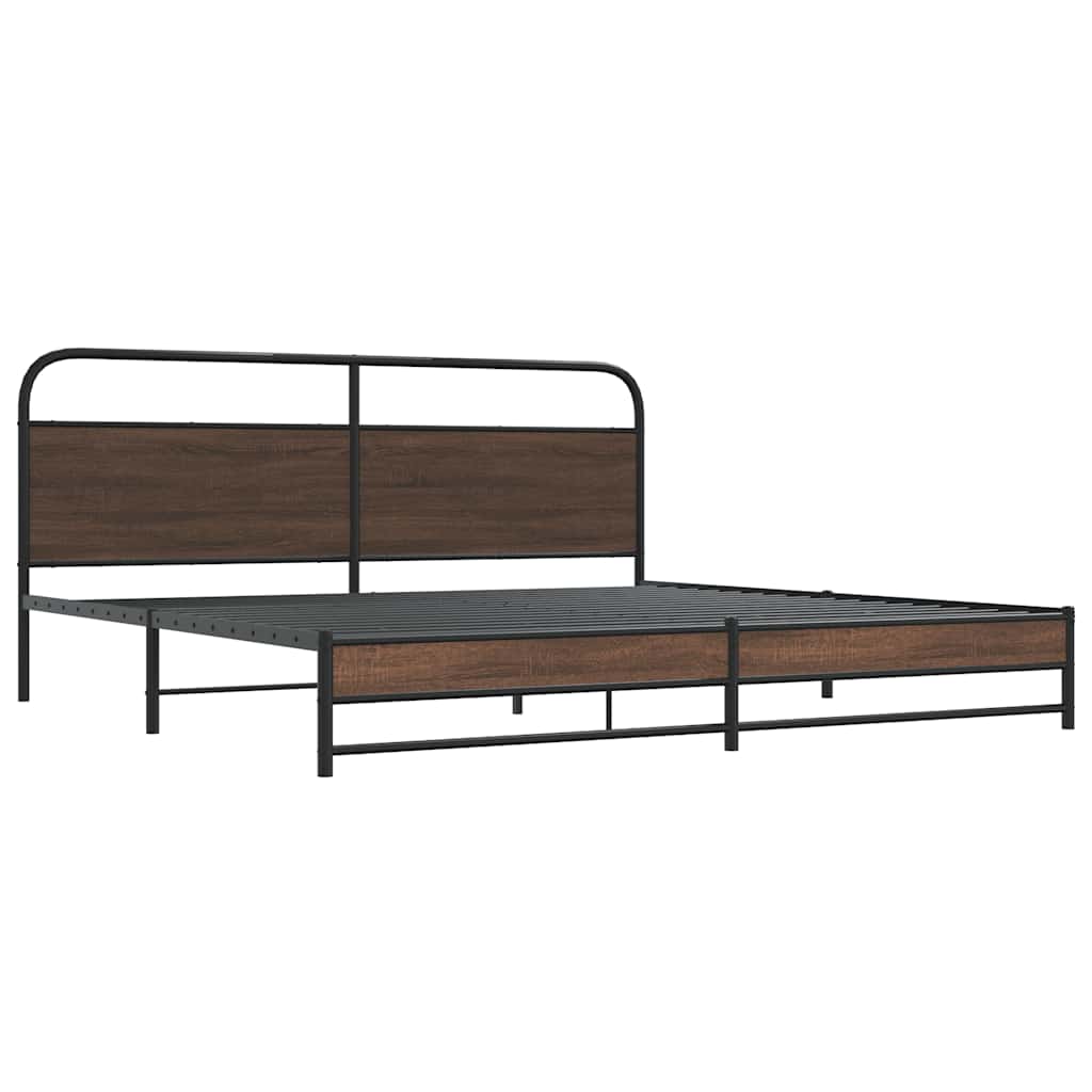 Bedframe zonder matras metaal bruin eikenkleur 183x213 cm