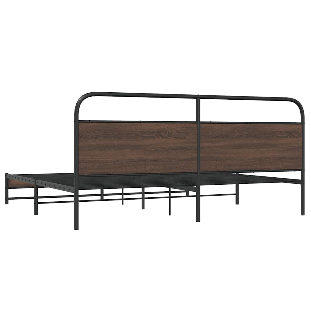 Bedframe zonder matras metaal bruin eikenkleur 193x203 cm