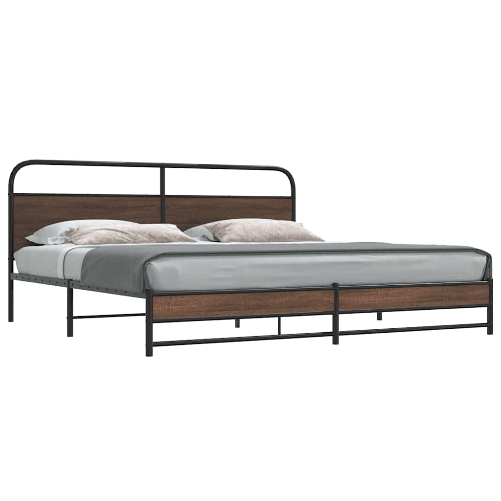 Bedframe zonder matras metaal bruin eikenkleur 193x203 cm