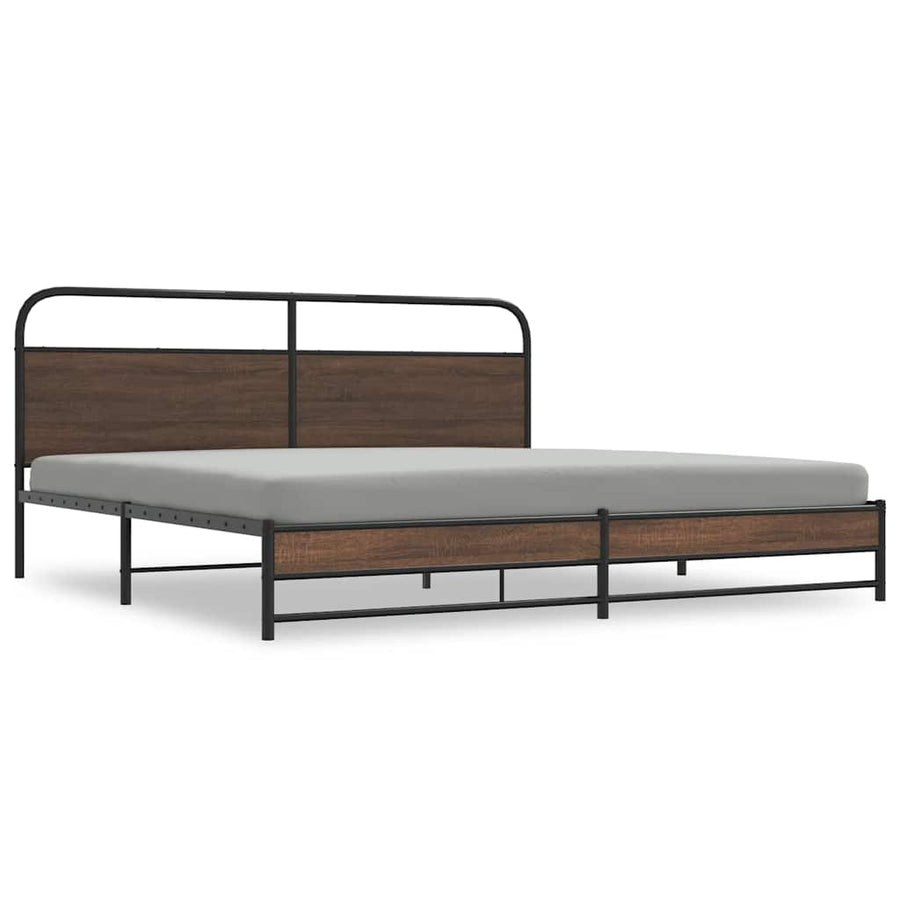 Bedframe zonder matras metaal bruin eikenkleurig 200x200 cm