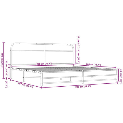 Bedframe zonder matras metaal bruin eikenkleurig 200x200 cm