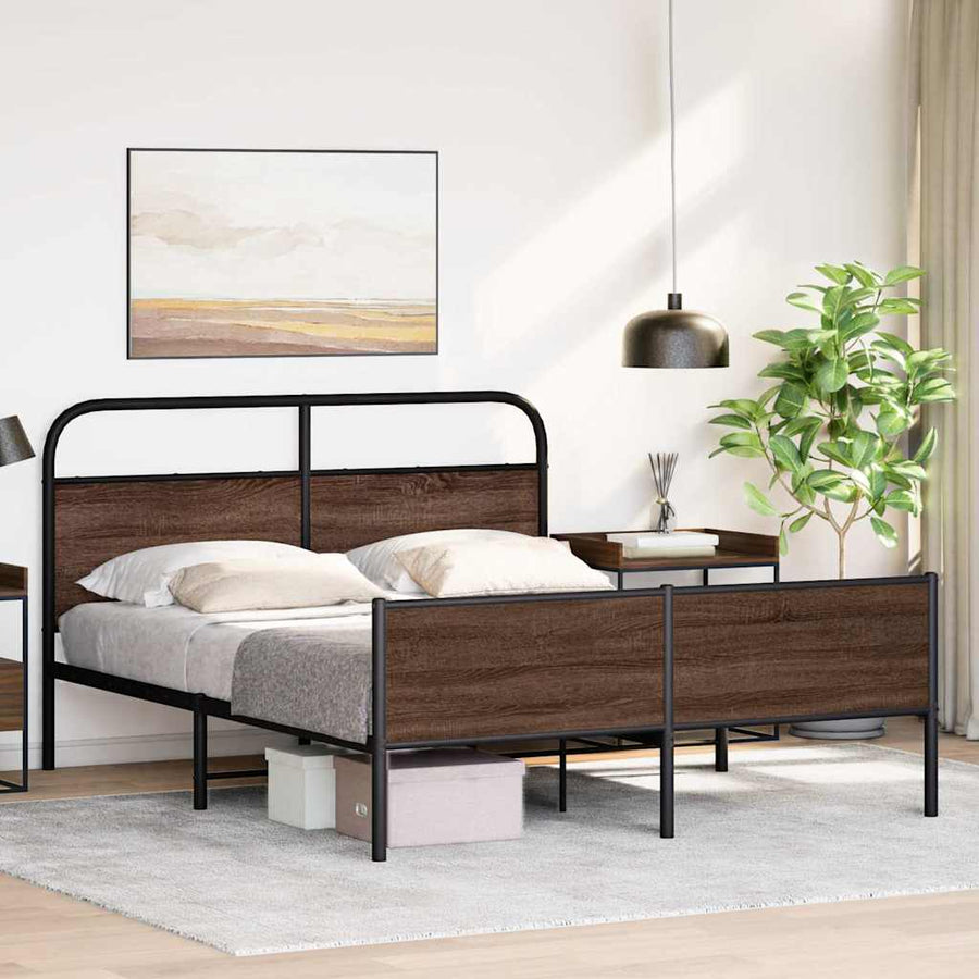 Bedframe zonder matras metaal bruin eikenkleurig 150x200 cm