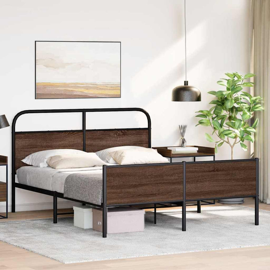 Bedframe zonder matras metaal bruin eikenkleurig 160x200 cm