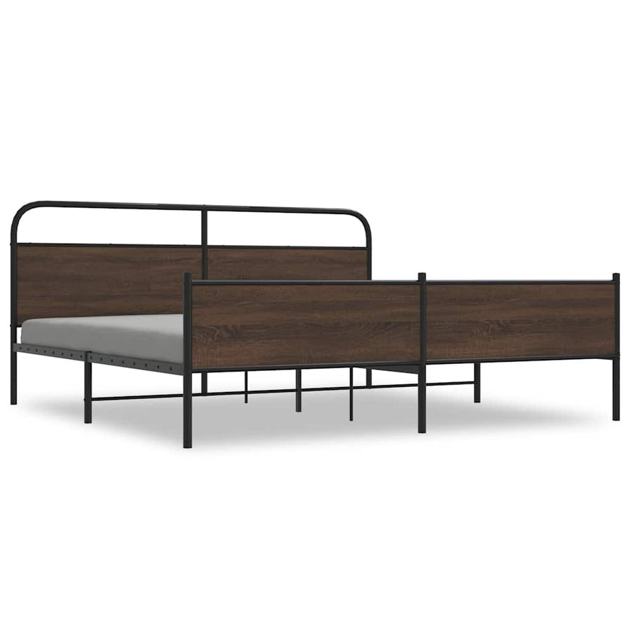 Bedframe zonder matras metaal bruin eikenkleur 183x213 cm