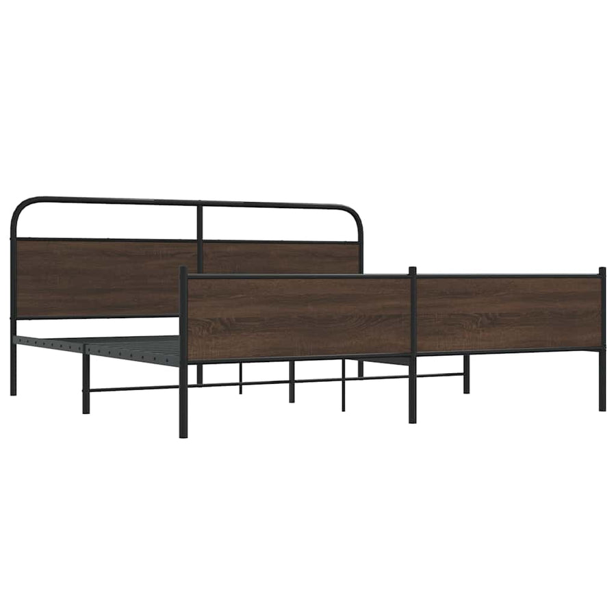 Bedframe zonder matras metaal bruin eikenkleur 183x213 cm