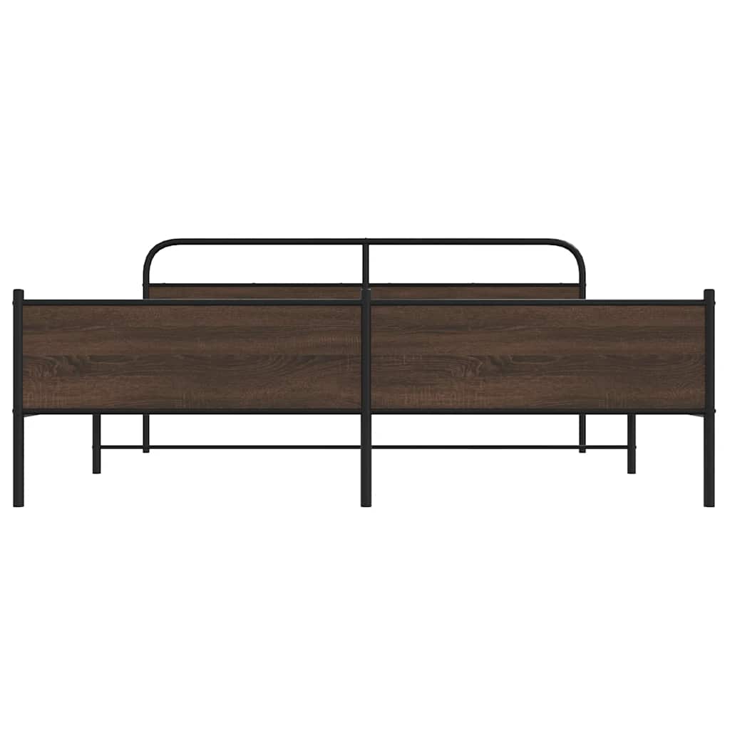 Bedframe zonder matras metaal bruin eikenkleur 183x213 cm