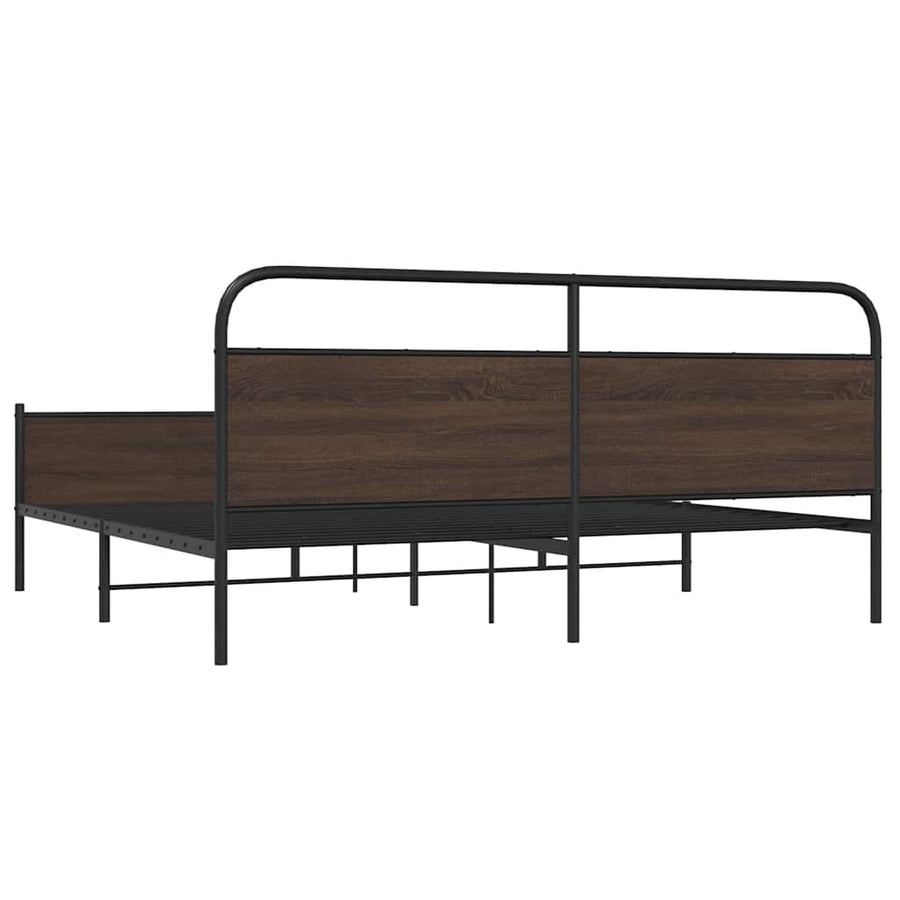 Bedframe zonder matras metaal bruin eikenkleur 183x213 cm