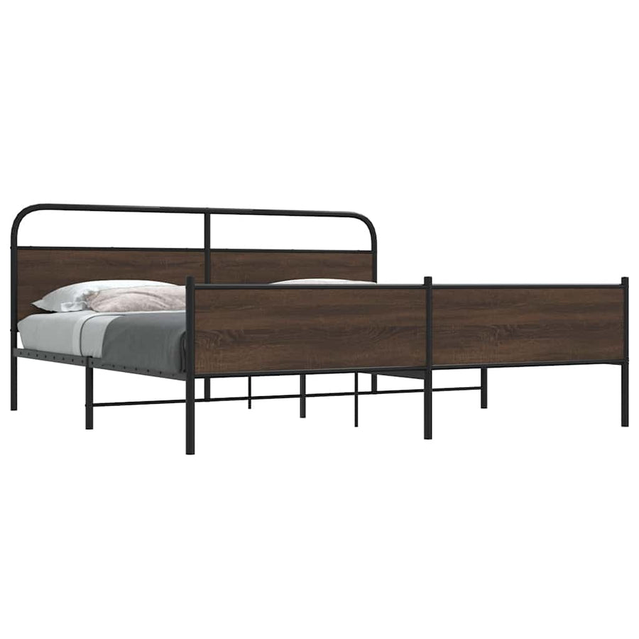 Bedframe zonder matras metaal bruin eikenkleur 183x213 cm