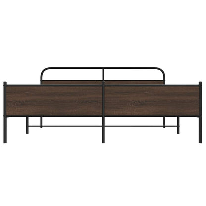 Bedframe zonder matras metaal bruin eikenkleur 193x203 cm