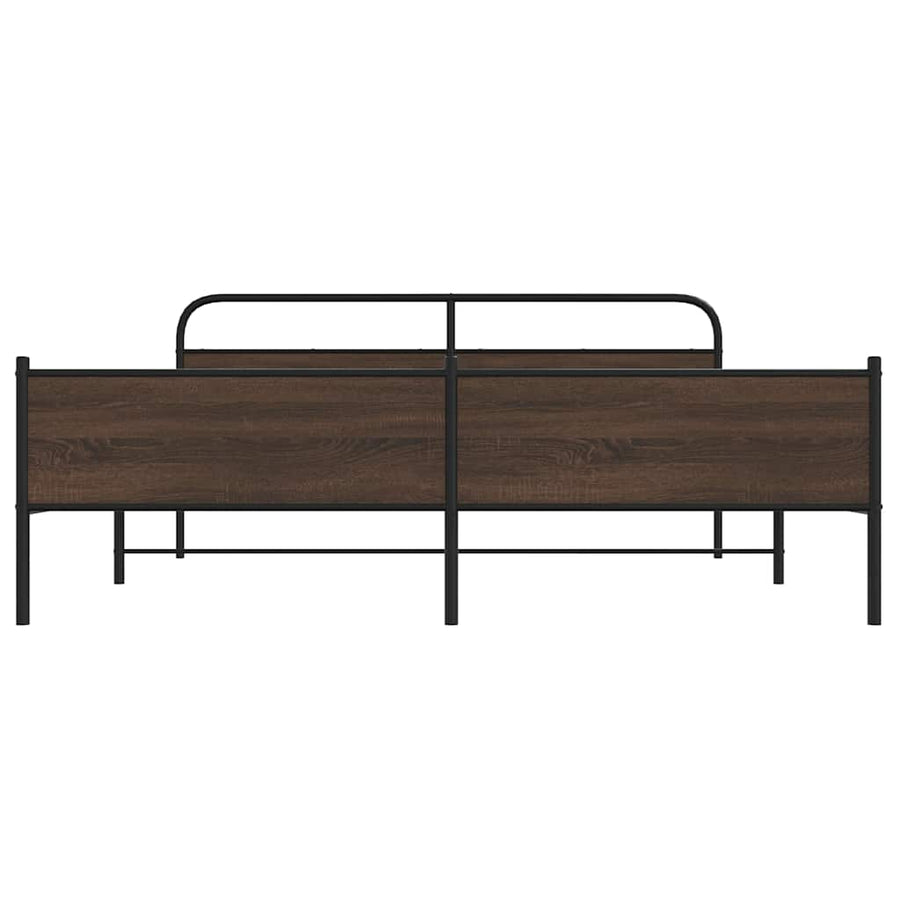 Bedframe zonder matras metaal bruin eikenkleur 193x203 cm