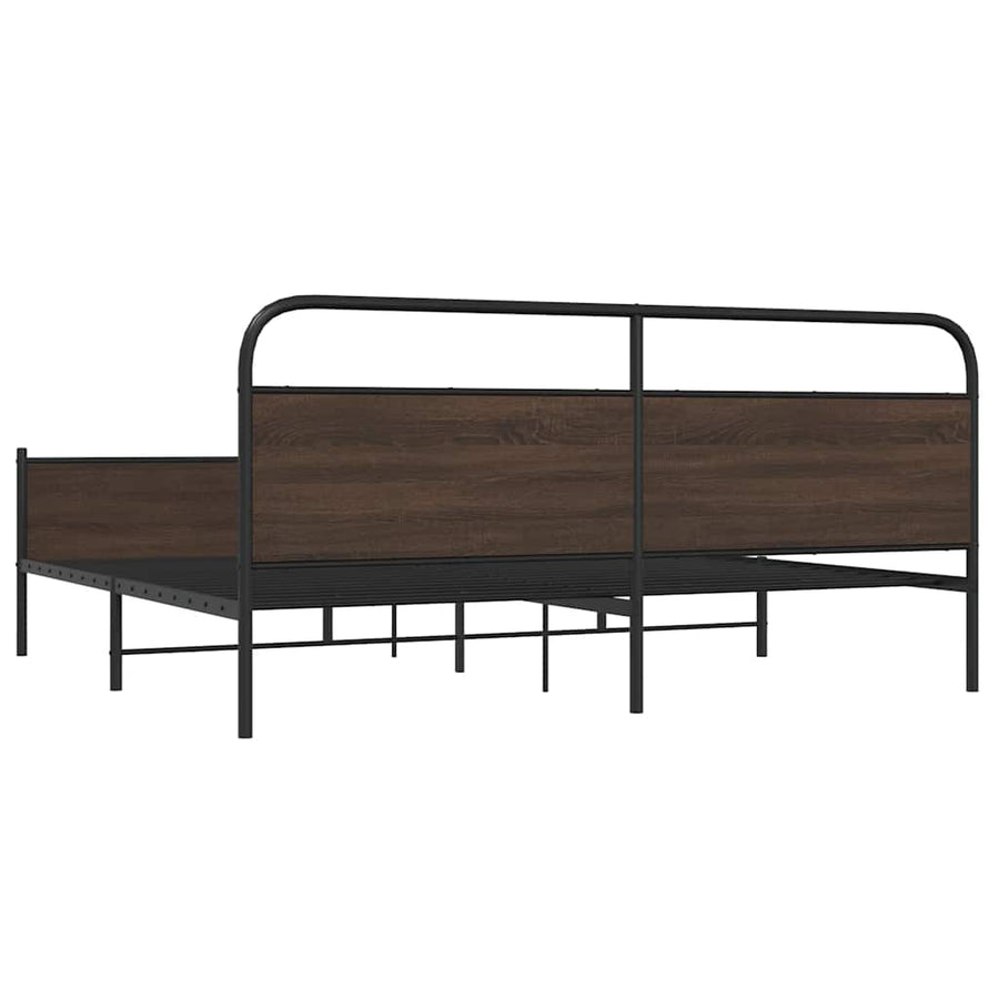 Bedframe zonder matras metaal bruin eikenkleur 193x203 cm