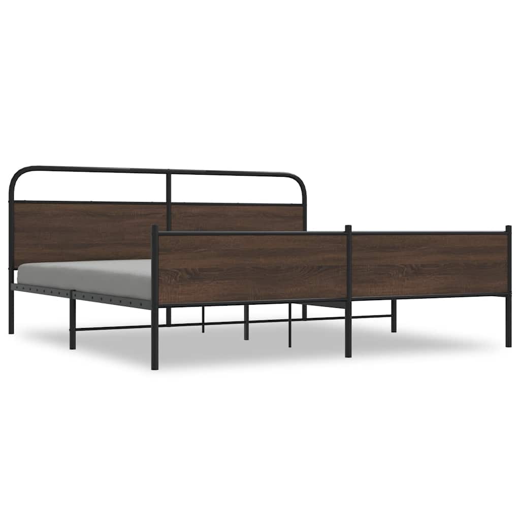 Bedframe zonder matras metaal bruin eikenkleurig 200x200 cm