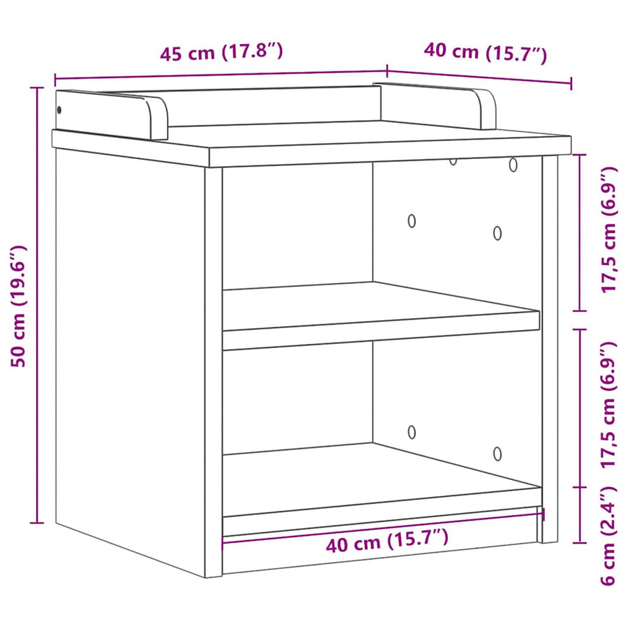 Gangbankje SANDNES wit 45x40x50 cm massief grenenhout