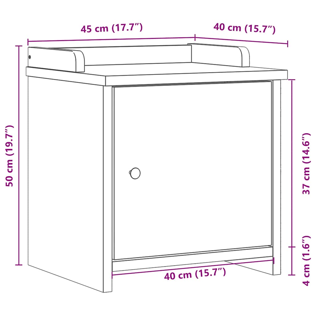 Gangbankje SANDNES wit 45x40x50 cm massief grenenhout