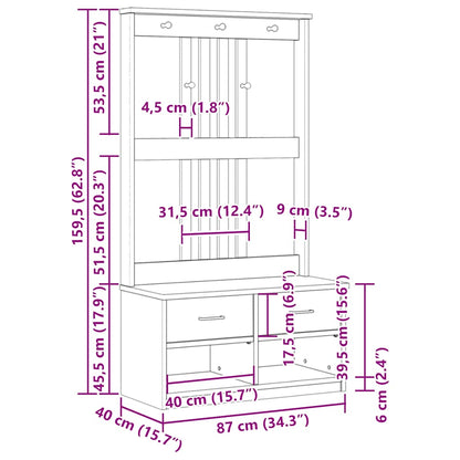Halboom Sandnes 87X40X159,5 Cm Massief Grenenhout 87 x 40 x 159.5 cm