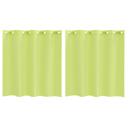 Gordijnen Voile met doorvoertules 2 st 140x140 cm appelgroen
