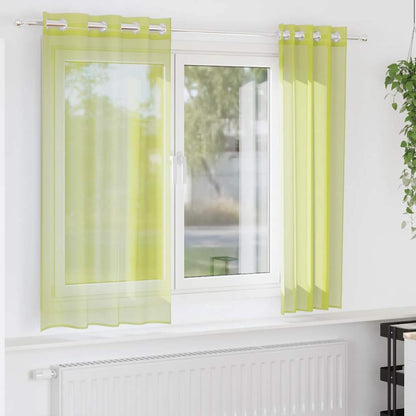 Gordijnen Voile met doorvoertules 2 st 140x140 cm appelgroen