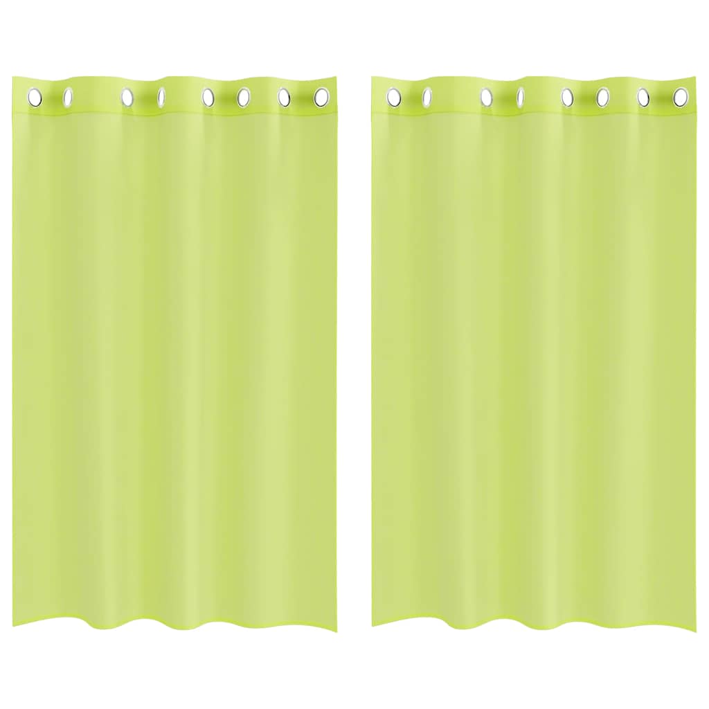 Gordijnen voile met doorvoertules 2 st 140x175 cm appelgroen