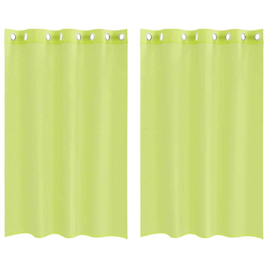 Gordijnen voile met doorvoertules 2 st 140x175 cm appelgroen