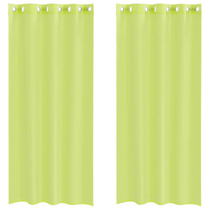 Gordijnen voile met doorvoertules 2 st 140x225 cm appelgroen