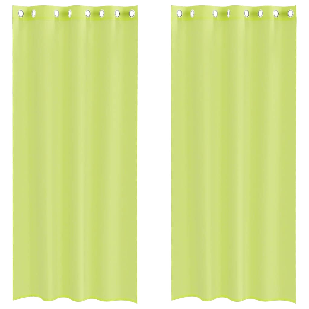 Gordijnen voile met doorvoertules 2 st 140x245 cm appelgroen