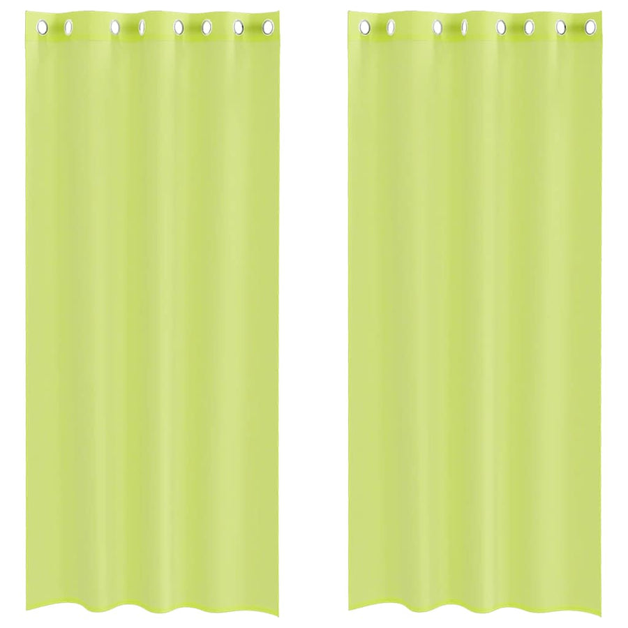 Gordijnen voile met doorvoertules 2 st 140x245 cm appelgroen