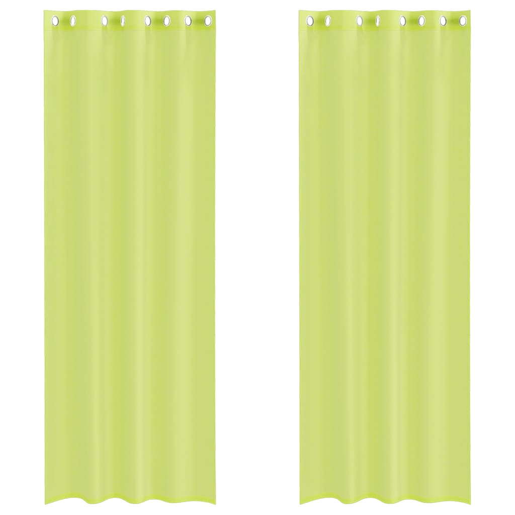 Gordijnen Voile met doorvoertules 2 st 140x260 cm appelgroen