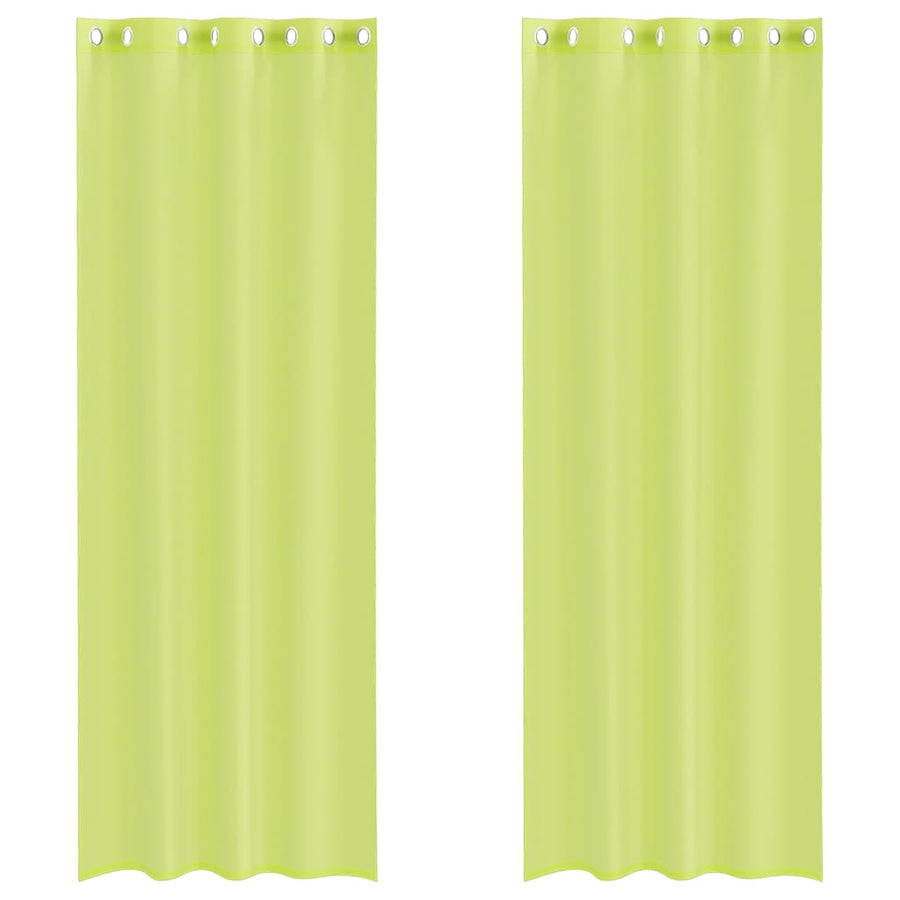 Gordijnen Voile met doorvoertules 2 st 140x260 cm appelgroen