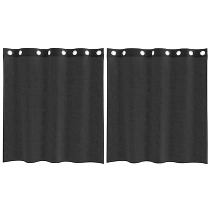 Gordijnen voile met doorvoertules 2 st 140x140 cm zwart