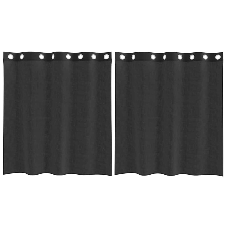 Gordijnen voile met doorvoertules 2 st 140x140 cm zwart