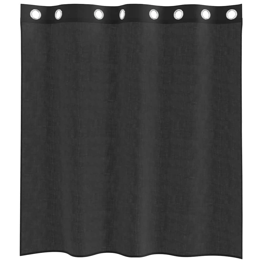 Gordijnen voile met doorvoertules 2 st 140x140 cm zwart