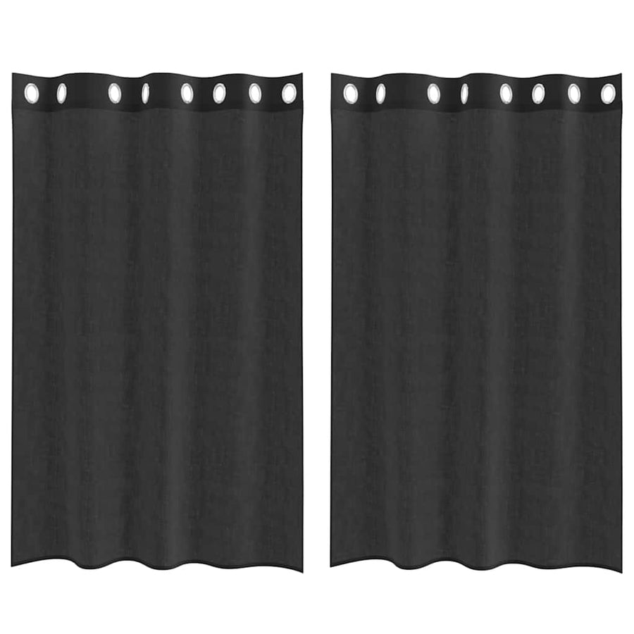 Gordijnen Voile met doorvoertules 2 st 140x175 cm zwart
