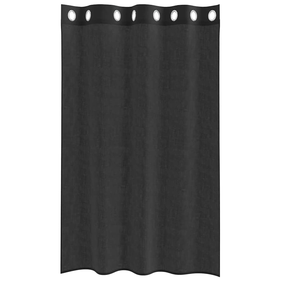 Gordijnen Voile met doorvoertules 2 st 140x175 cm zwart