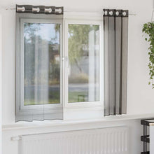 Gordijnen Voile met doorvoertules 2 st 140x175 cm zwart