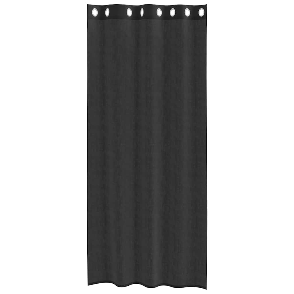 Gordijnen voile met doorvoertules 2 st 140x225 cm zwart