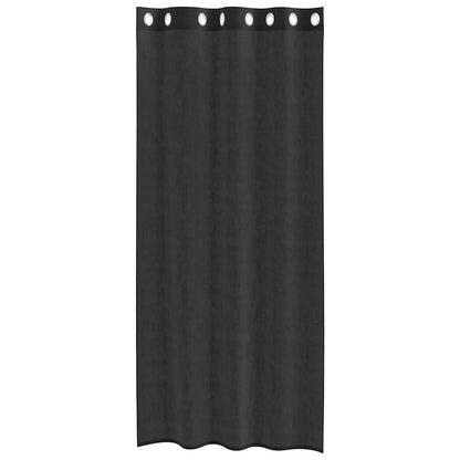 Gordijnen voile met doorvoertules 2 st 140x225 cm zwart