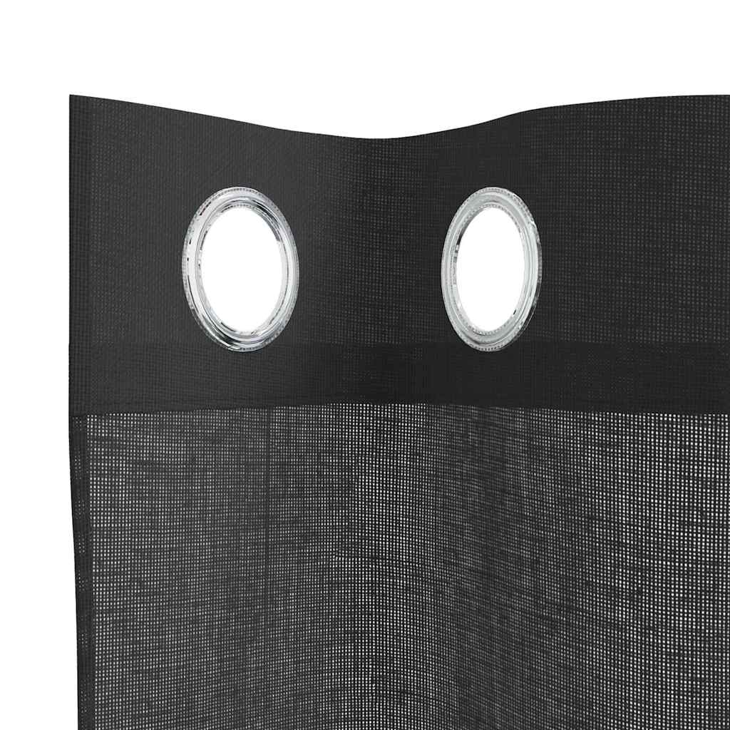 Gordijnen voile met doorvoertules 2 st 140x225 cm zwart