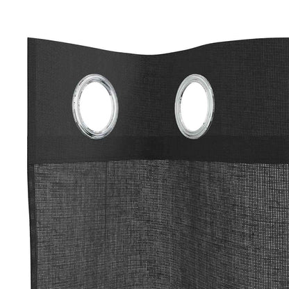 Gordijnen voile met doorvoertules 2 st 140x225 cm zwart