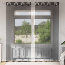 Gordijnen voile met doorvoertules 2 st 140x225 cm zwart