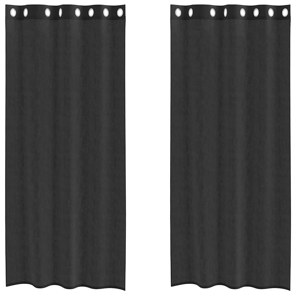 Gordijnen voile met doorvoertules 2 st 140x245 cm zwart