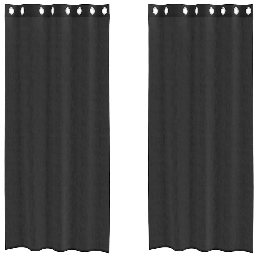 Gordijnen voile met doorvoertules 2 st 140x245 cm zwart