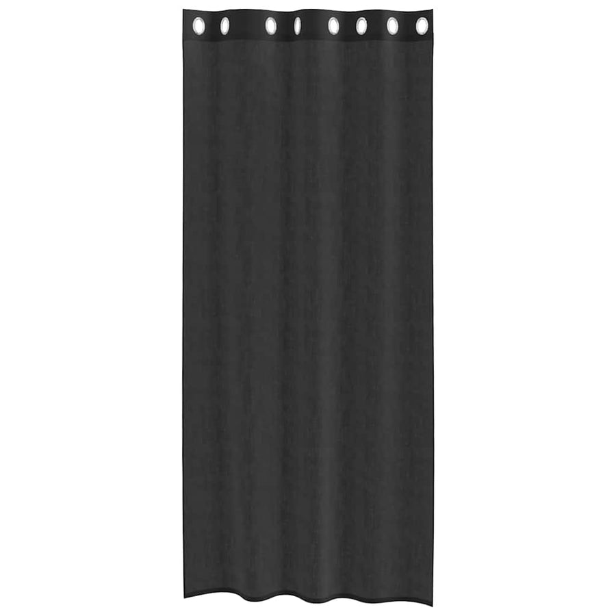 Gordijnen voile met doorvoertules 2 st 140x245 cm zwart