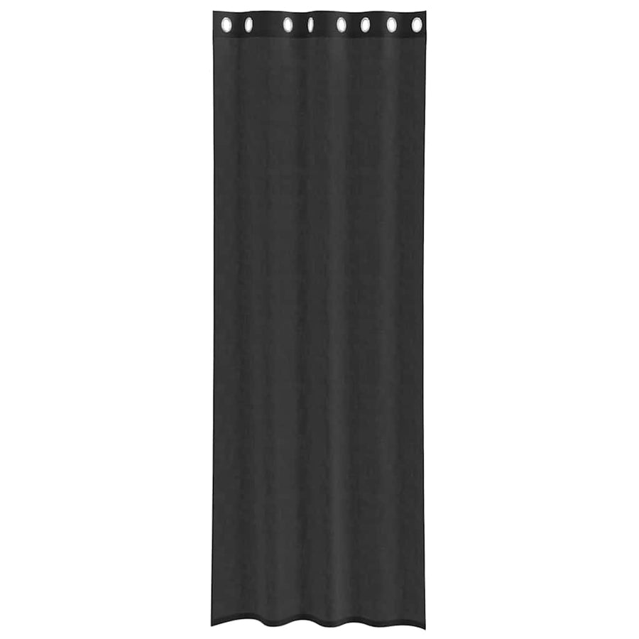 Gordijnen voile met doorvoertules 2 st 140x260 cm zwart